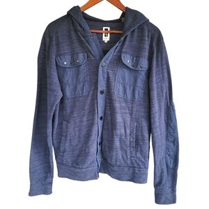 Howe Hooded Long Sleeve Snap Up  Hoodie Jacket Blue Womens Medium